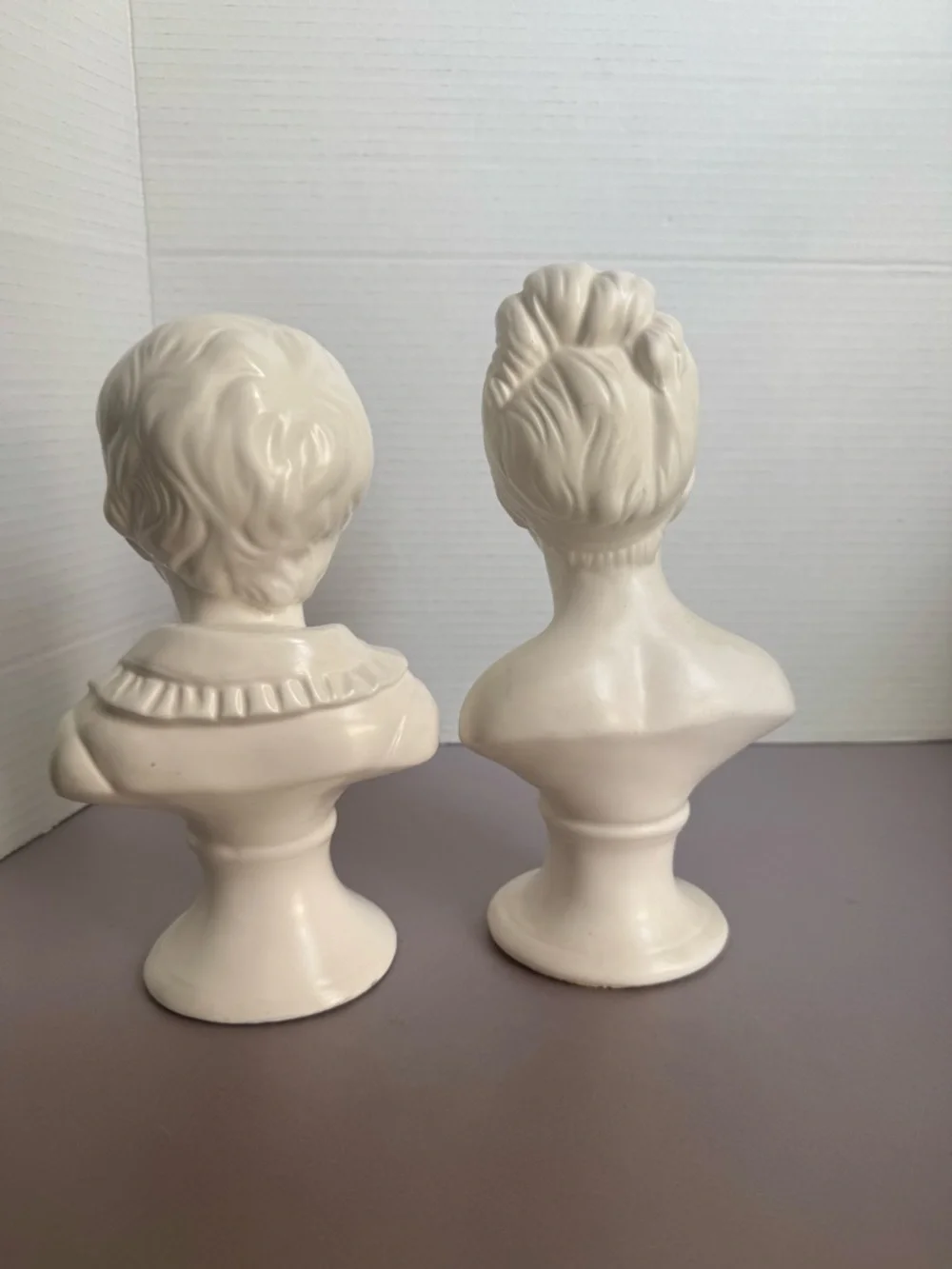 Vintage Ceramic Bust Sculpture Pair - Boy and Girl - Picture 7 of 11